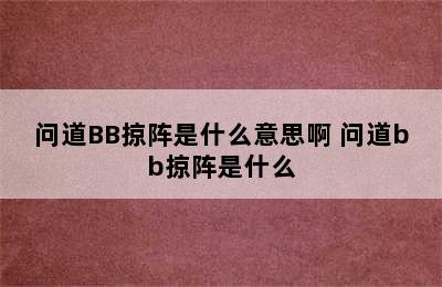 问道BB掠阵是什么意思啊 问道bb掠阵是什么